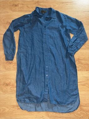 Blue Button-Up Denim Shirtdress